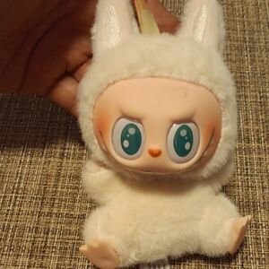 Adorable White Plush Bunny Keychain